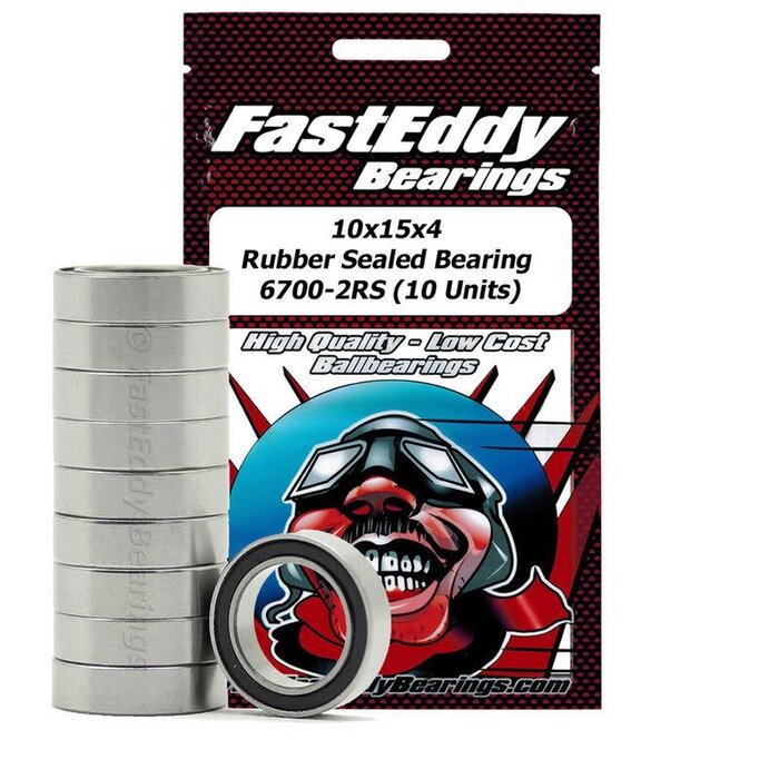 FastEddy Bearings TFE273 - 10x15x4 Rubber Sealed Bearing 6700-2RS (10 Units)