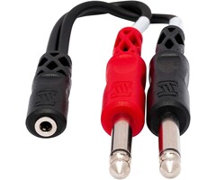 YMP-434 - Hosa Single 3.5 mm TRS Female to Dual 1/4" in Male TS Stereo Breakout Cable