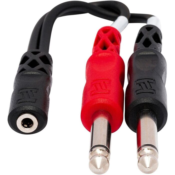 YMP-434 - Hosa Single 3.5 mm TRS Female to Dual 1/4" in Male TS Stereo Breakout Cable