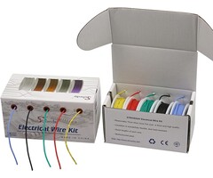 26GAUGEBOX - 26 AWG Gauge Hook Up Wire Kit - 5 Colors Tinned Copper PVC Solid Core Wire (300V, 1007 Standard) for Automotive, Electronics, DIY Projects (33ft Each Color)