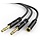 KINGTOP Headset Splitter Cable 3.5mm Female to 2 Male for PC Computer and Old Version Laptop
