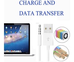 USBM-3.5M - iAbler iPod Shuffle Cable, 2 Pack 3.5mm Jack/Plug to USB USB Power Charger Sync Data Transfer Cable for iPod Shuffle 3rd 4th 5th MP3/MP4