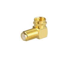 90-COAX - VCE - 90 Degree Coaxial Connector, Right Angle F-Type RG6 Male to Female Adapter Gold Plated