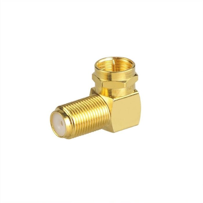 90-COAX - VCE - 90 Degree Coaxial Connector, Right Angle F-Type RG6 Male to Female Adapter Gold Plated