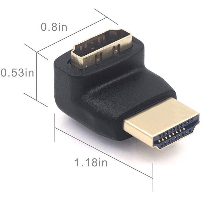 90-HDMI - VCE - HDMI 90 and 270 Degree Adapter, Right Angle HDMI Male to Female L Adapter Connector 3D&4K Supported