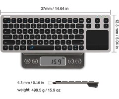 ARTECK-KEYBOARD - Arteck - Wireless Keyboard, 2.4G Wireless Touch TV Keyboard with Easy Media Control and Built-In Touchpad Mouse Solid Stainless Ultra Compact Full Size Keyboard for TV-Connected Computer, Smart TV, HTPC