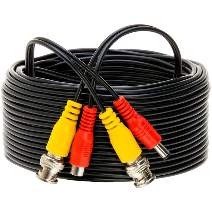 Cables Direct Online - 50FT Black Premade BNC Video Power Cable/Wire for Security Camera, CCTV, DVR, Surveillance System, Plug & Play