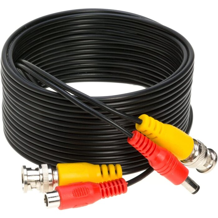 Cables Direct Online-Tainston 30FT Black Premade BNC Video Power Cable/Wire for Security Camera, CCTV, DVR, Surveillance System, Plug & Play (Black, 30)