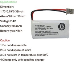 BT-1021 - GEILIENERGY - 2.4V 300mAh BT-1021 BBTG0798001 Cordles Phone Battery Compatible with Uniden BT1021 BT-1025 BT-1008 BT-1016 Empire CPH-515B Cordless Phone