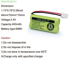 GLE1128 - Geilienergy Rechargeable Battery 2 AAA 2.4V 400mAh BT183342 BT283342 BT166342 BT266342 BT162342 BT262342 Battery Compatible with Vtech CS6114 CS6419 CS6719 with AT&T EL52300 CL80112 CS6719-2 Cordless Handsets