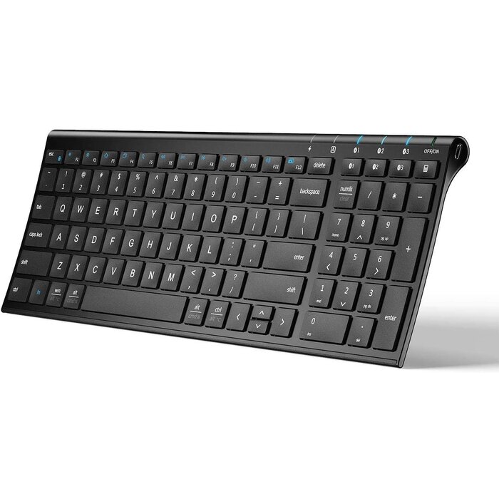 IC-BK10 - iClever Bluetooth Keyboard, Universal Wireless Keyboard, Rechargeable Bluetooth 5.1 Multi Device Keyboard with Number Pad Full Size Stable Connection for Windows, iOS, Android