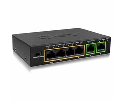 POE-SW502 - BV-Tech 6 Port PoE+ Switch (4 PoE+ Ports with 2 Ethernet Uplink and Extend Function) – 60W – 802.3at + 1 High Power PoE Port| Desktop Fanless Design | Sturdy Metal Housing