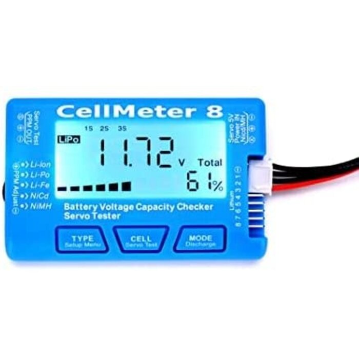 LSDX1 - FPVDrone - RC CellMeter 8 Digital Battery Capacity Checker Battery Voltage Tester LCD Backlight for LiPo Life Li-ion NiMH Nicd