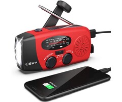 ES-CR01 - Esky - Hand Crank Radio with Flashlight for Emergency, Portable Solar Radios, Self Powered AM/FM NOAA Weather Radio with 1000mAh Power Bank Cell Phone Charger, USB Rechargeable, Great Emergency Supplies
