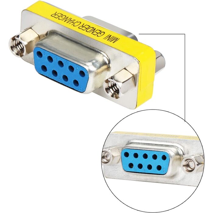 DB9-FF - abcGoodefg - 9 Pin RS-232 DB9 Female to Female Serial Cable Gender Changer Coupler Adapter