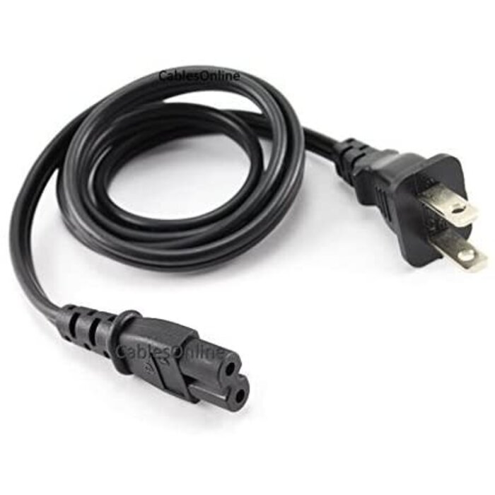 2-Prong Figure-8 Replacement Power Cord Cable, 3ft Non-Polarized