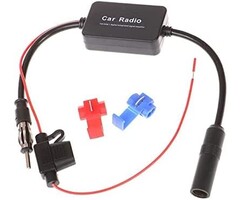 FM-BOOST - Azuocn Universal Car Stereo FM Radio Antenna Signal Booster Amplifier Amp,12V Power Supply DIN Plug Connector Adapter for Vehicle Truck SUV Car Audio Radio Stereo Media Head Unit Receiver