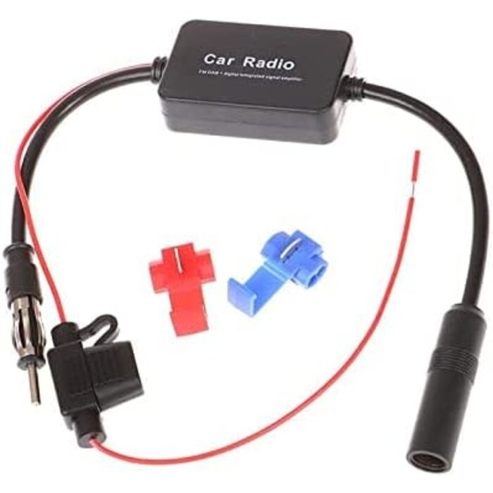 FM-BOOST - Azuocn Universal Car Stereo FM Radio Antenna Signal Booster Amplifier Amp,12V Power Supply DIN Plug Connector Adapter for Vehicle Truck SUV Car Audio Radio Stereo Media Head Unit Receiver