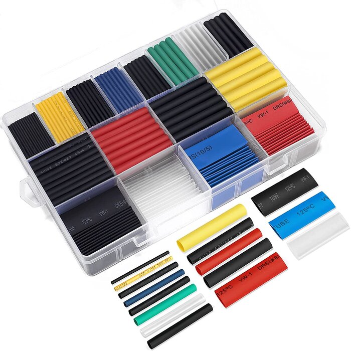 GINSCO-580PC - Ginsco 580 pcs 2:1 Heat Shrink Tubing Kit 6 Colors 11 Sizes Assorted Sleeving Tube Wrap Cable Wire Kit for DIY