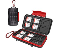MC-CASE - Kiorafoto - Professional Water-Resistant Anti-Shock Holder Storage SD SDHC SDXC TF Memory Card Case Protector Cover with Carabiner for 12SD Cards & 12 Micro SD Cards