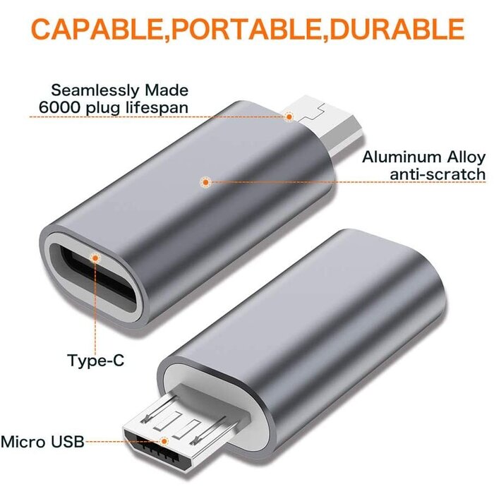 MICRO-USBC - JXMOX - USB C to Micro USB Adapter, Type C Female to Micro USB Male Convert Connector Support Charge Data Sync Compatible with Samsung Galaxy S7 S7 Edge, Nexus 5 6 and Micro USB Device