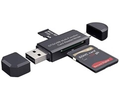 MICRO-USB-OTG - S/A  - Micro USB OTG/USB 2.0 Card Reader Adapter, SD/Micro SD Memory Card Reader with Standard USB Male & Micro USB Male Connector for Smartphones/Tablets with OTG FunctioN for SDXC, SDHC, SD, MMC, RS-MMC