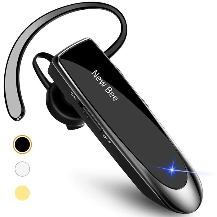 B41-NEW-BEE - New bee - Bluetooth Earpiece V5.0 Wireless Handsfree Headset with Microphone 24 Hrs Driving Headset 60 Days Standby Time for iPhone Android Samsung Laptop Trucker Driver