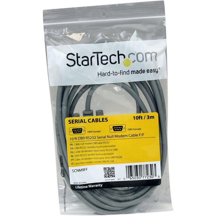 SCNM9FF - StarTech - 10' RS232 Serial Null Modem Cable - Null modem cable - DB-9 (F) to DB-9 (F) - 10 ft (SCNM9FF)
