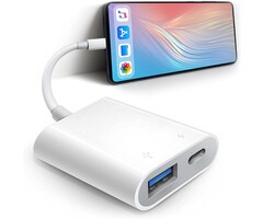 OTG2LIGHT+CHRG - Bqbersyn USB Adapter for iPad/iPhone, Lightning to USB Female OTG Adapter Compatible with SD Card Reader/USB Flash Drive/Microphone/Hard Disk and MIDI,Plug & Play