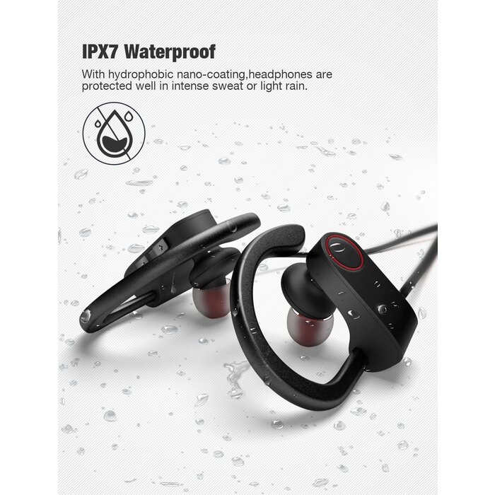 OTIUM - Otium - Bluetooth Headphones, Wireless Earbuds IPX7 Waterproof Sports Earphones 10H Playtime with Mic HD Stereo Sound Sweatproof in-Ear Earbuds Noise Cancelling Headsets Gym Running Workout