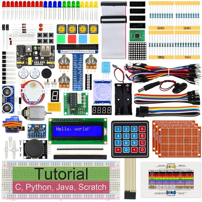 PI-4-STARTER-KIT - Freenove Ultimate Starter Kit for Raspberry Pi 4 B 3 B+ 400, 561-Page Detailed Tutorials, Python C Java Scratch Code, 223 Items, 72 Projects, Solderless Breadboard