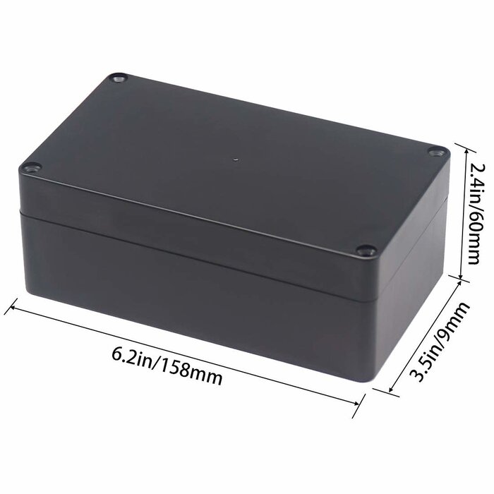 PROJ-BOX-6X3.5X2 - Zulkit Junction Box, Zulkit Project Box IP65 Waterproof Outdoor Box ABS Plastic Electrical Boxes Electronic Enclosure Black 6.22 x 3.54 x 2.36 inch (158 x 90 x 60mm)