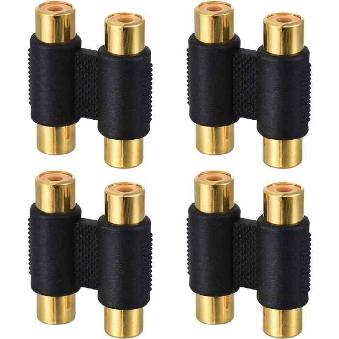 RCAAH210R - RCA Female to Female Dual Coupler Adapter Gold Plated RCA Cable Extension Connector for Amplifier, Subwoofer, Mixer