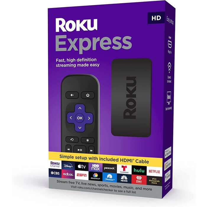 ROKU - Roku Express | HD Streaming Media Player with High Speed HDMI Cable and Simple Remote