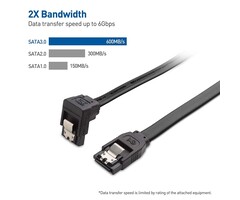 90-DEGREE-SATA-2FT - Cable Matters 90 Degree SATA Cable - 24 Inch (2 feet), SATA III 6Gbps Right Angle Data Cable for SSD, HDD, CD/DVD Drives, Hard Drive, Optical Drive, Gaming PC, Desktop, Motherboard, Black