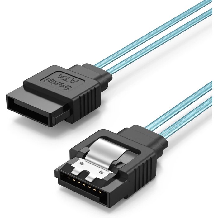 SATA-8IN - CableCreation - SATA III Cable, 8-inch SATA III 6.0 Gbps 7pin Female Straight to Straight Female Data Cable with Locking Latch, 0.6 FT Blue