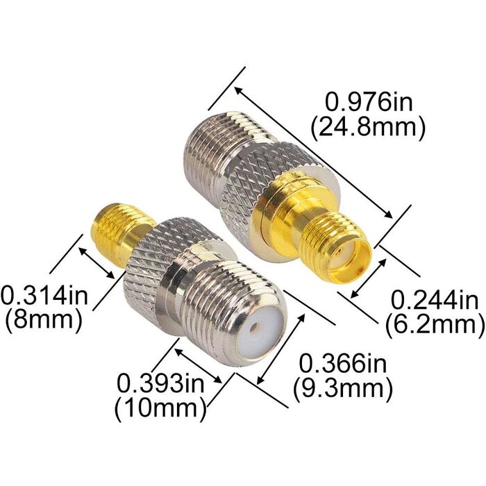 SMAM-FF - Boobrie - SMA Antenna Adapter F Type Connector F Female (Jack) to SMA Female (Jack) RF Coaxial Connector for Antennas/Wireless/LAN Devices/Coaxial Cable