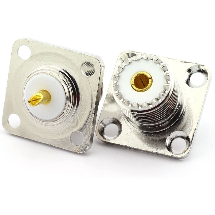 SO-239MOUNT - DHT UHF Female SO239 Jack 4 Holes Panel Chassis Mount Flange Solder Cup Connector