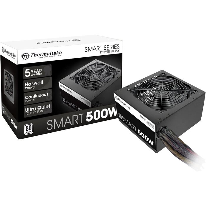 SPD-0500P - Thermaltake - Smart 500W 80+ White Certified PSU, Continuous Power with 120mm Ultra Quiet Cooling Fan, ATX 12V V2.3/EPS 12V Active PFC Power Supply PS-SPD-0500NPCWUS-W