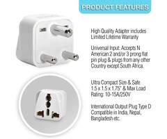 Universal Travel Adapter Plug Compact Safe Grounded Perfect for Cell Phones  Laptops Camera EU UK US AU