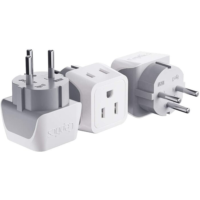 TYPE-H - Ceptics - Type-H - USA to Israel, Palestine Travel Adapter Plug by Ceptics with Dual USA Input - Ultra Compact- Safe Grounded Perfect for Cell Phones, Laptops, Camera Chargers and More (CT-14)
