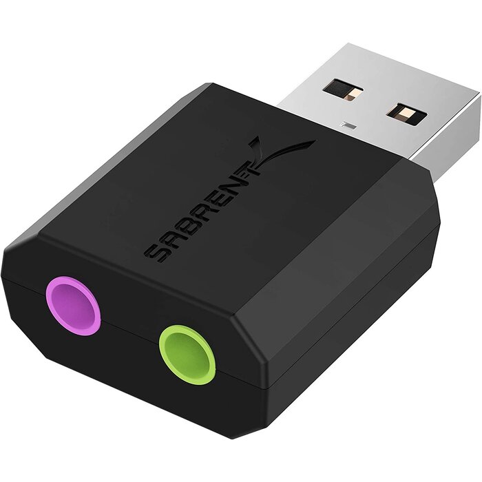 USB-AUDIO - SABRENT - USB External Stereo Sound Adapter for Windows and Mac. Plug and Play No Drivers Needed. (AU-MMSA)