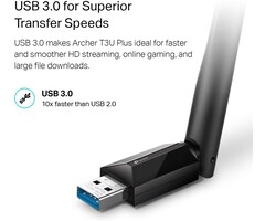 tp-link USB-WIFI-1300 -TP-Link - USB WiFi Adapter for Desktop PC, AC1300Mbps USB 3.0 WiFi Dual Band Network Adapter with 2.4GHz/5GHz High Gain Antenna(Archer T3U Plus), MU-MIMO, Windows 11/10/8.1/8/7/XP, Mac OS 10.9-10.15