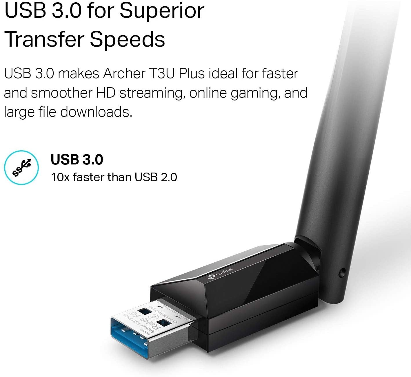 USB-WIFI-1300 -TP-Link - USB WiFi Adapter for Desktop PC, AC1300Mbps USB 3.0 WiFi Dual Band Network Adapter with 2.4GHz/5GHz High Gain T3U Plus), MU-MIMO, Windows 11/10/8.1/8/7/XP, Mac 10.9-10.15 - The