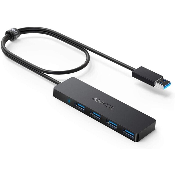 A7516016 - Anker - 4-Port USB 3.0 Hub, Ultra-Slim Data USB Hub with 2 ft Extended Cable [Charging Not Supported], for MacBook, Mac Pro, Mac mini, iMac, Surface Pro, XPS, PC, Flash Drive, Mobile HDD