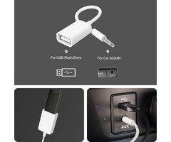 USBF-3.5M - Oxsubor AUX to USB Adapter 3.5mm Male Aux Audio Jack Plug to USB 2.0 Female Converter Cord Converter Cable, Only Work for Car (CAR Need MP3 Decode Function, Can't Fit All Kinds of Car).