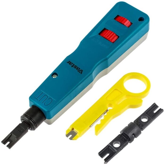PUNCH-DOWN - AVESON - Punch Down Impact Tool with Two Blades - 110 and BK Network Wire Cable Cat6/Cat5e Telephone Impact Terminal Insertion Tools & Extra Network Wire Stripper
