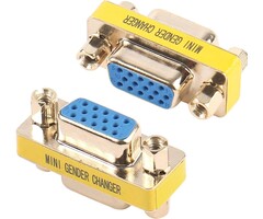 VGA-F/F - Virello VGA Mini Gender Changer Adapter, 15 Pin Female to Female Coupler for PC, Monitor