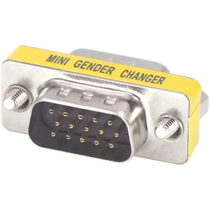 VGA-M/M - Virello VGA Mini Gender Changer Adapter, 15 Pin Male to Male Coupler for PC, Monitor
