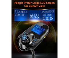 KM18 - Nulaxy Wireless in-Car Bluetooth 5.0 FM Transmitter Radio Adapter Car Kit W 1.44 Inch Display Supports TF/SD Card and USB Car Charger for All Smartphones Audio Players-KM18
